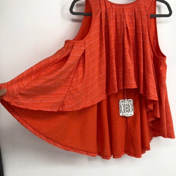 NWT Free People Coral/Orange Turn It Up Striped High-Low Tank Top XS - Picture 8 of 16